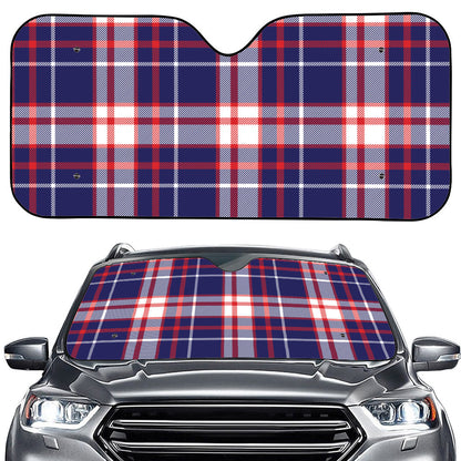 USA Patriotic Plaid Print Car Windshield Sun Shade