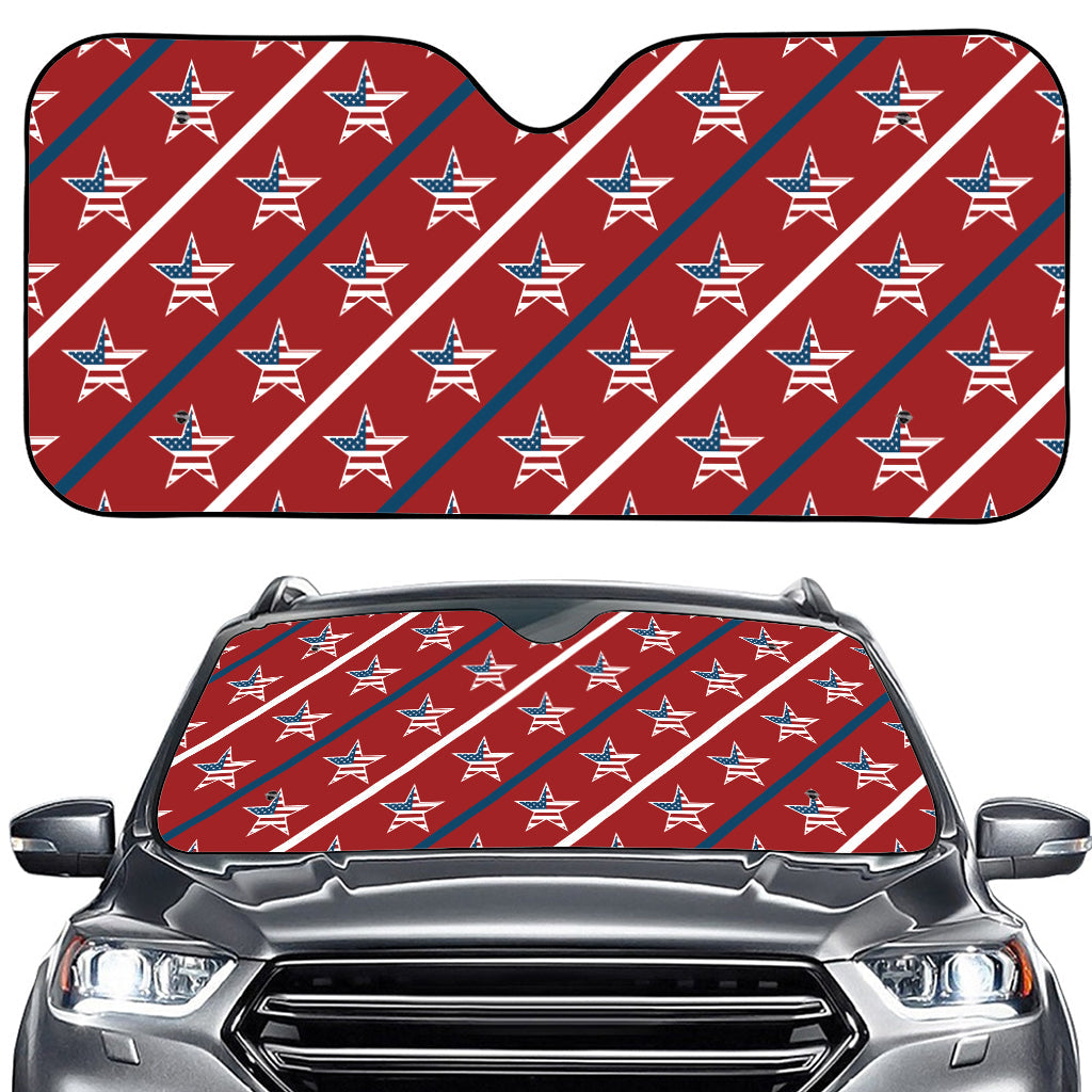 USA Patriotic Star Pattern Print Car Windshield Sun Shade