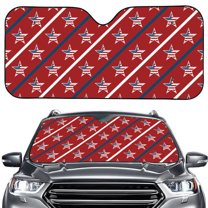 USA Patriotic Star Pattern Print Car Windshield Sun Shade