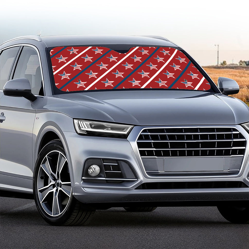 USA Patriotic Star Pattern Print Car Windshield Sun Shade