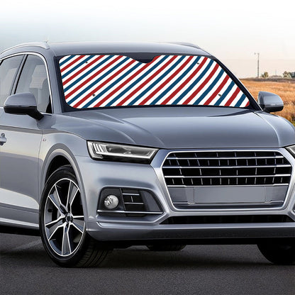 USA Patriotic Striped Pattern Print Car Windshield Sun Shade