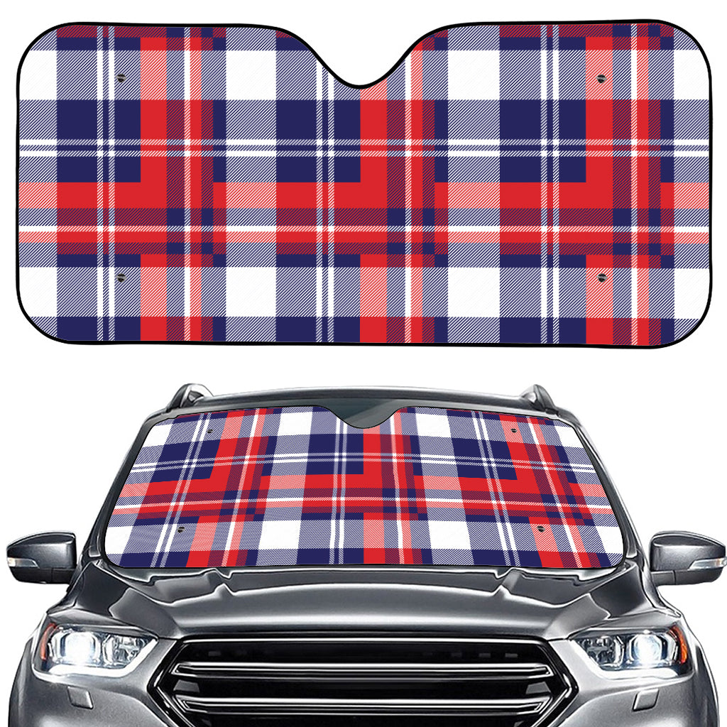 USA Plaid Pattern Print Car Windshield Sun Shade