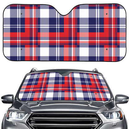 USA Plaid Pattern Print Car Windshield Sun Shade