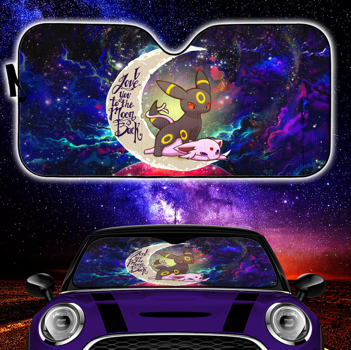 Umbreon Espeon Eevee Evolution Pokemon Love You To The Moon Galaxy Car Auto Sunshades