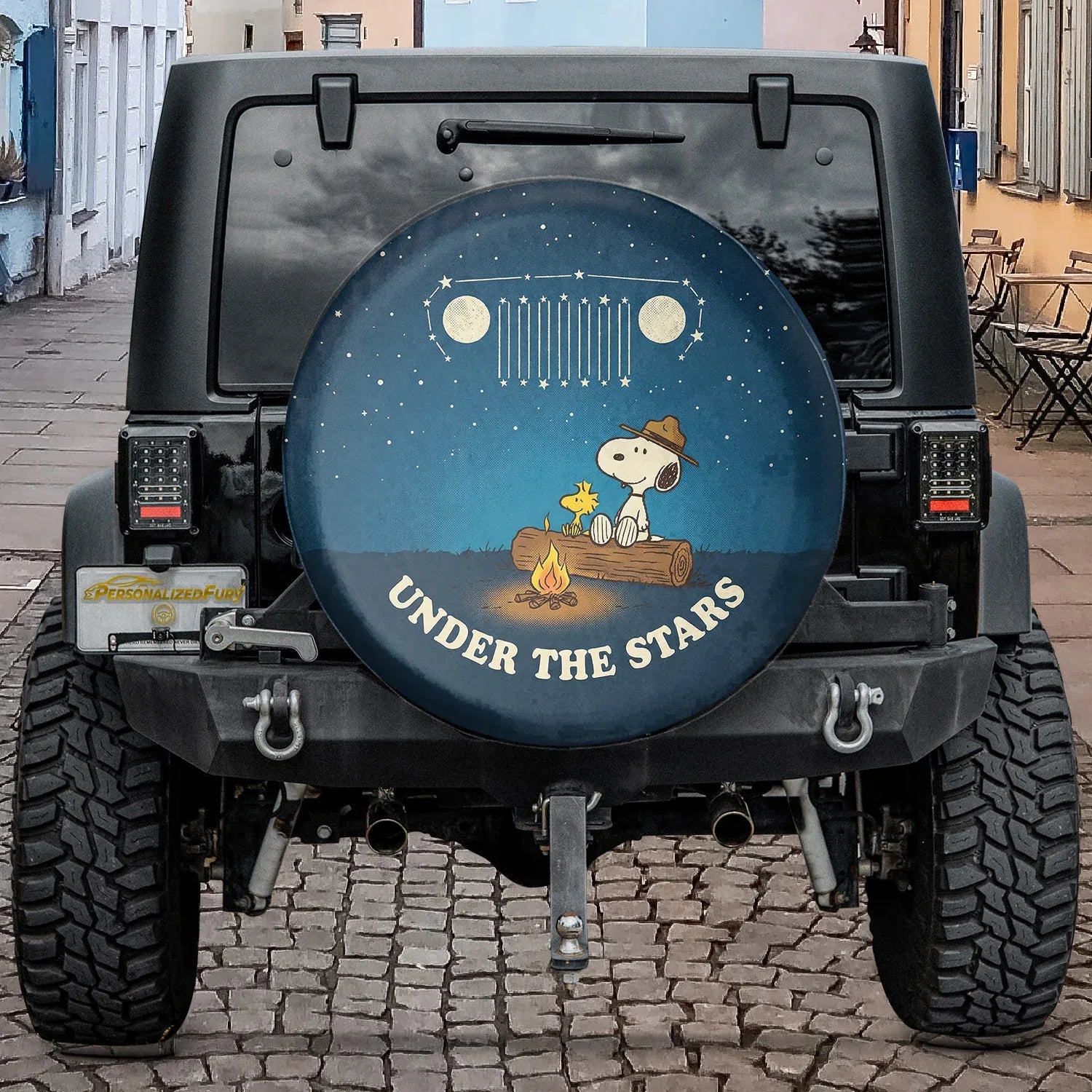 Under The Stars Snoopy Jeep Leather Spare Tire Cover - PersonalizedFury