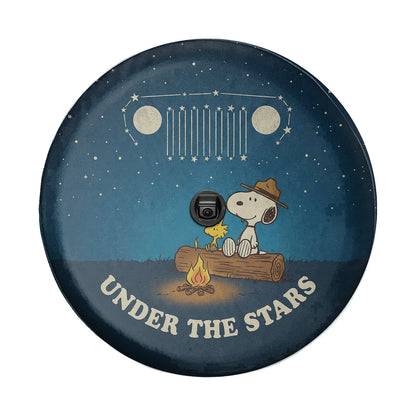 Under The Stars Snoopy Jeep Leather Spare Tire Cover - PersonalizedFury