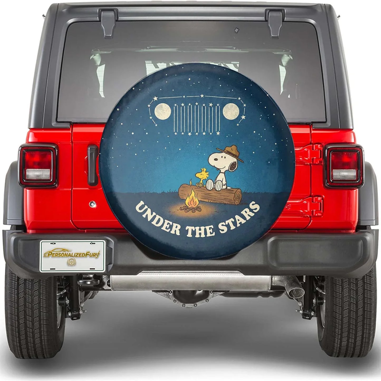 Under The Stars Snoopy Jeep Leather Spare Tire Cover - PersonalizedFury