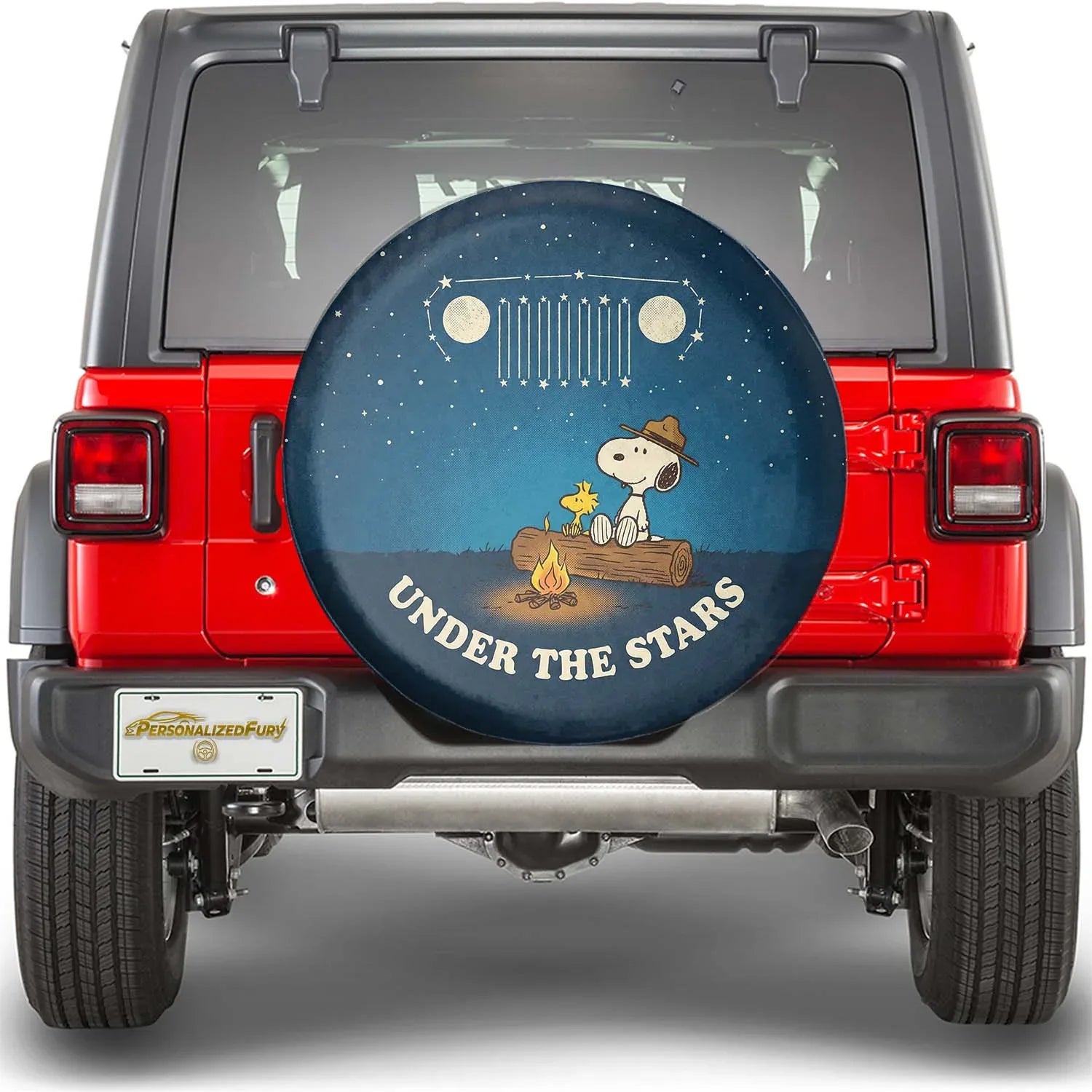 Under The Stars Snoopy Jeep Leather Spare Tire Cover - PersonalizedFury