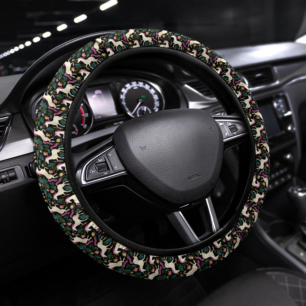 Unicorn Art Pattern Premium Car Steering Wheel Cover