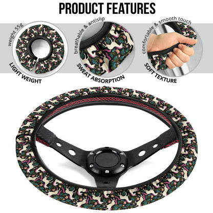 Unicorn Art Pattern Premium Car Steering Wheel Cover