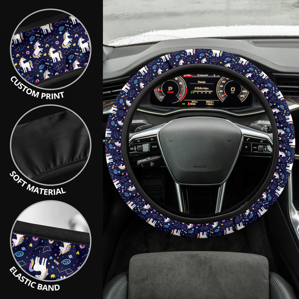 Unicorn Donut Premium Car Steering Wheel Cover