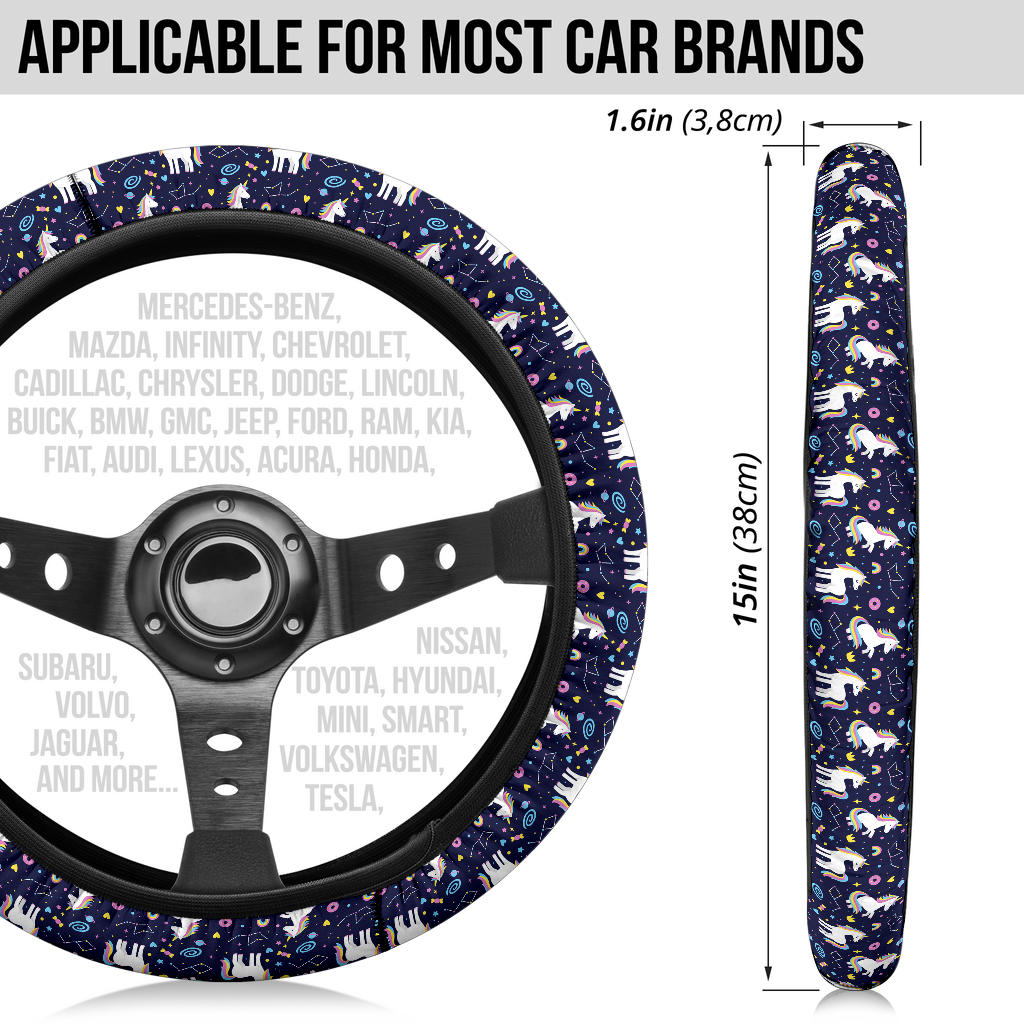 Unicorn Donut Premium Car Steering Wheel Cover