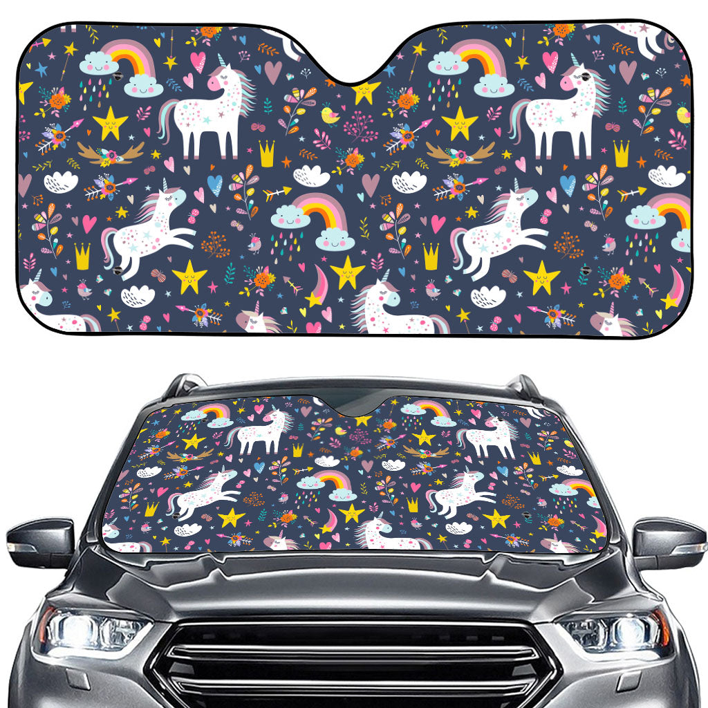 Unicorn Dream Cartoon Pattern Print Car Windshield Sun Shade