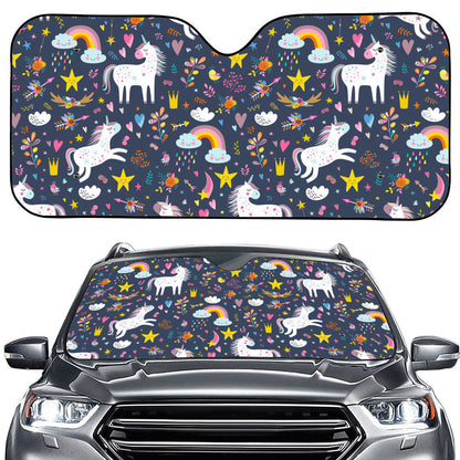 Unicorn Dream Cartoon Pattern Print Car Windshield Sun Shade