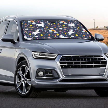 Unicorn Dream Cartoon Pattern Print Car Windshield Sun Shade