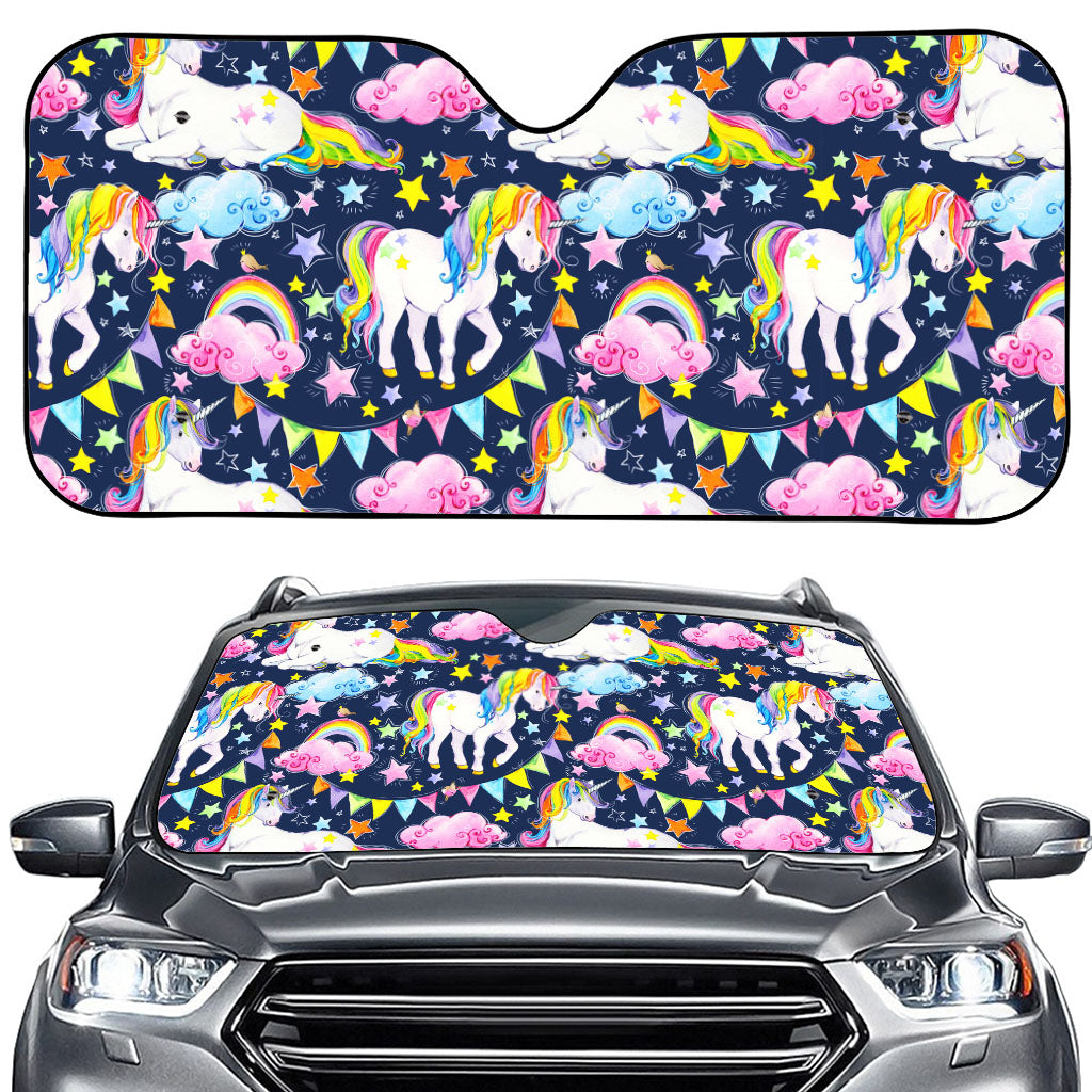 Unicorn Night Festival Pattern Print Car Windshield Sun Shade