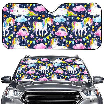 Unicorn Night Festival Pattern Print Car Windshield Sun Shade