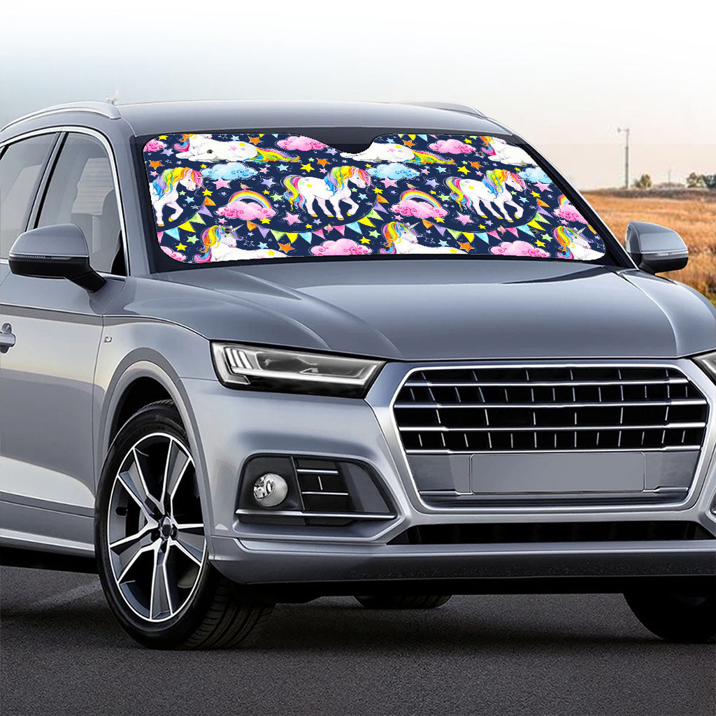 Unicorn Night Festival Pattern Print Car Windshield Sun Shade