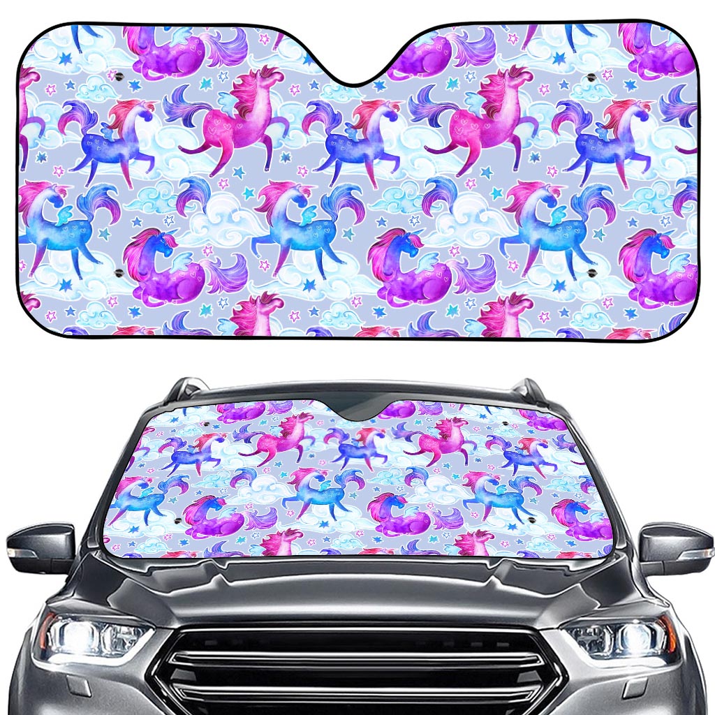 Unicorn Paradise Pattern Print Car Windshield Sun Shade