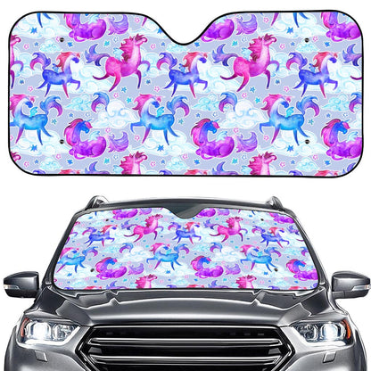 Unicorn Paradise Pattern Print Car Windshield Sun Shade