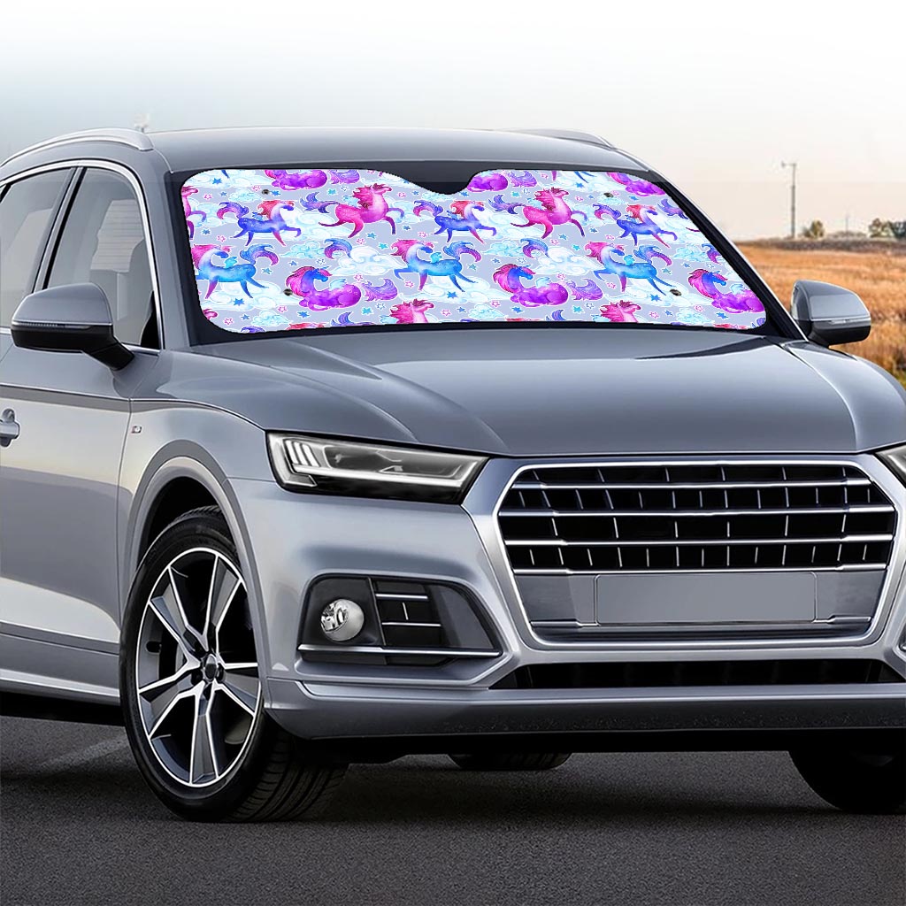 Unicorn Paradise Pattern Print Car Windshield Sun Shade