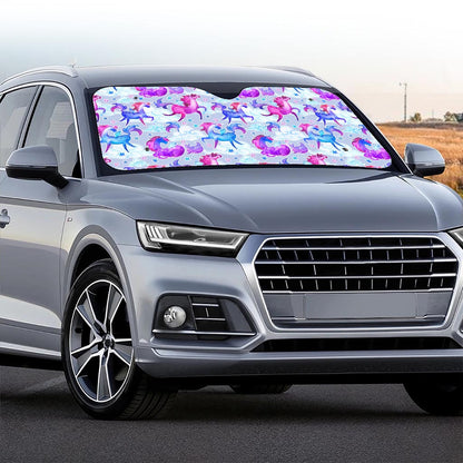 Unicorn Paradise Pattern Print Car Windshield Sun Shade