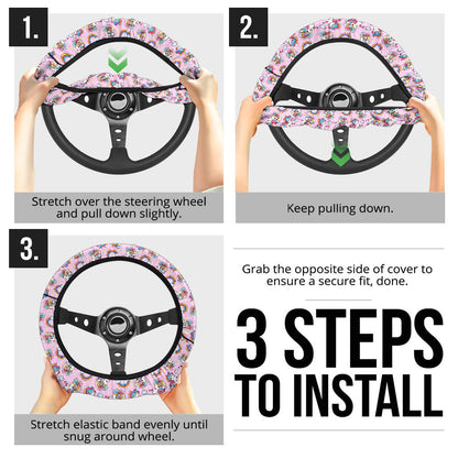 Unicorn Pink Rainbow Cute Premium Car Steering Wheel Cover