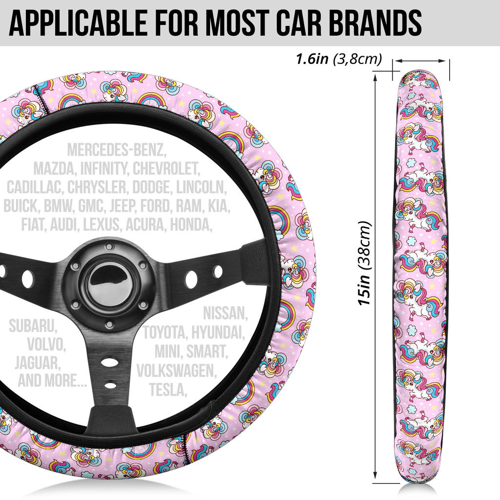 Unicorn Pink Rainbow Cute Premium Car Steering Wheel Cover
