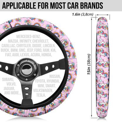 Unicorn Pink Rainbow Cute Premium Car Steering Wheel Cover