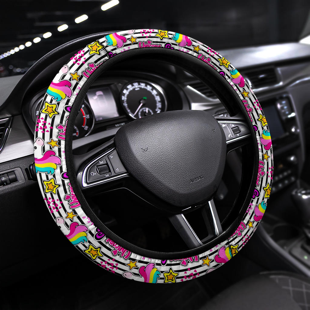 Unicorn Rainbow Cute Kawaii Premium Car Steering Wheel Cover