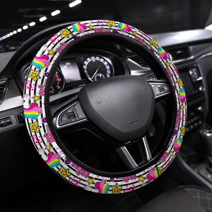 Unicorn Rainbow Cute Kawaii Premium Car Steering Wheel Cover