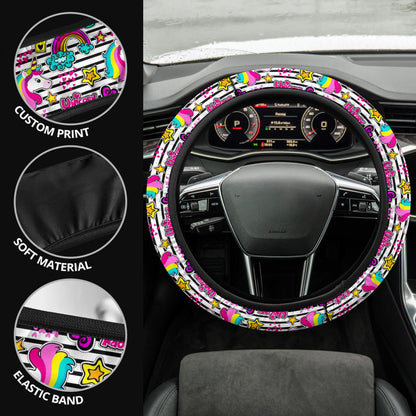 Unicorn Rainbow Cute Kawaii Premium Car Steering Wheel Cover