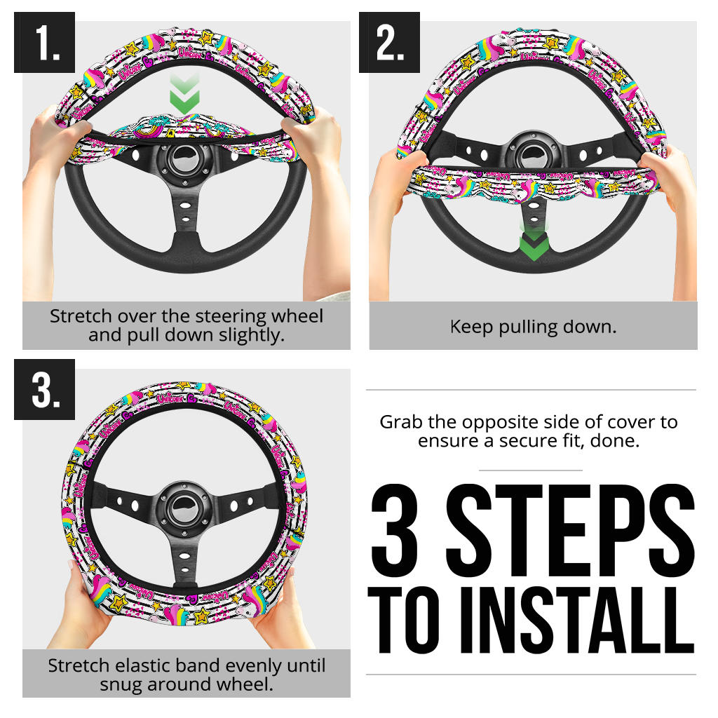 Unicorn Rainbow Cute Kawaii Premium Car Steering Wheel Cover
