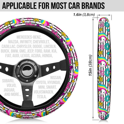 Unicorn Rainbow Cute Kawaii Premium Car Steering Wheel Cover