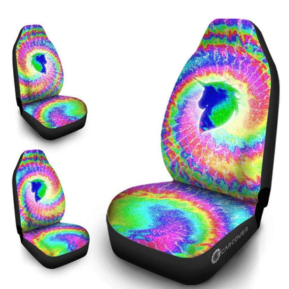 Unicorn Tie Dye Car Seat Covers Custom Car Accessories Hippie Gifts