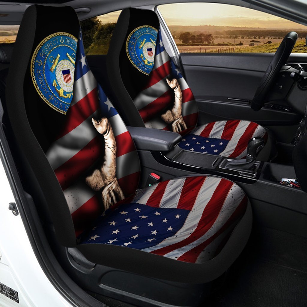 United States Coast Guard Car Seat Covers Custom American Flag USCG Car Accessories