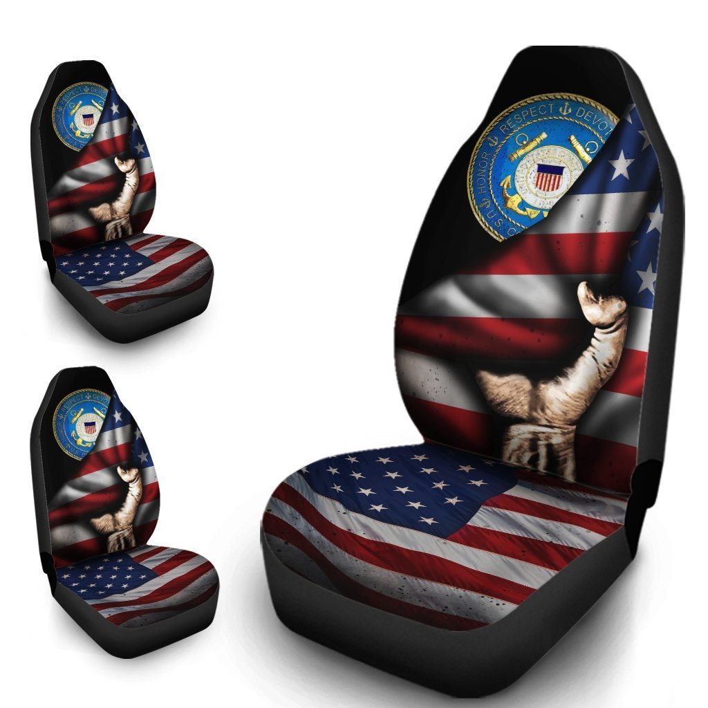 United States Coast Guard Car Seat Covers Custom American Flag USCG Car Accessories