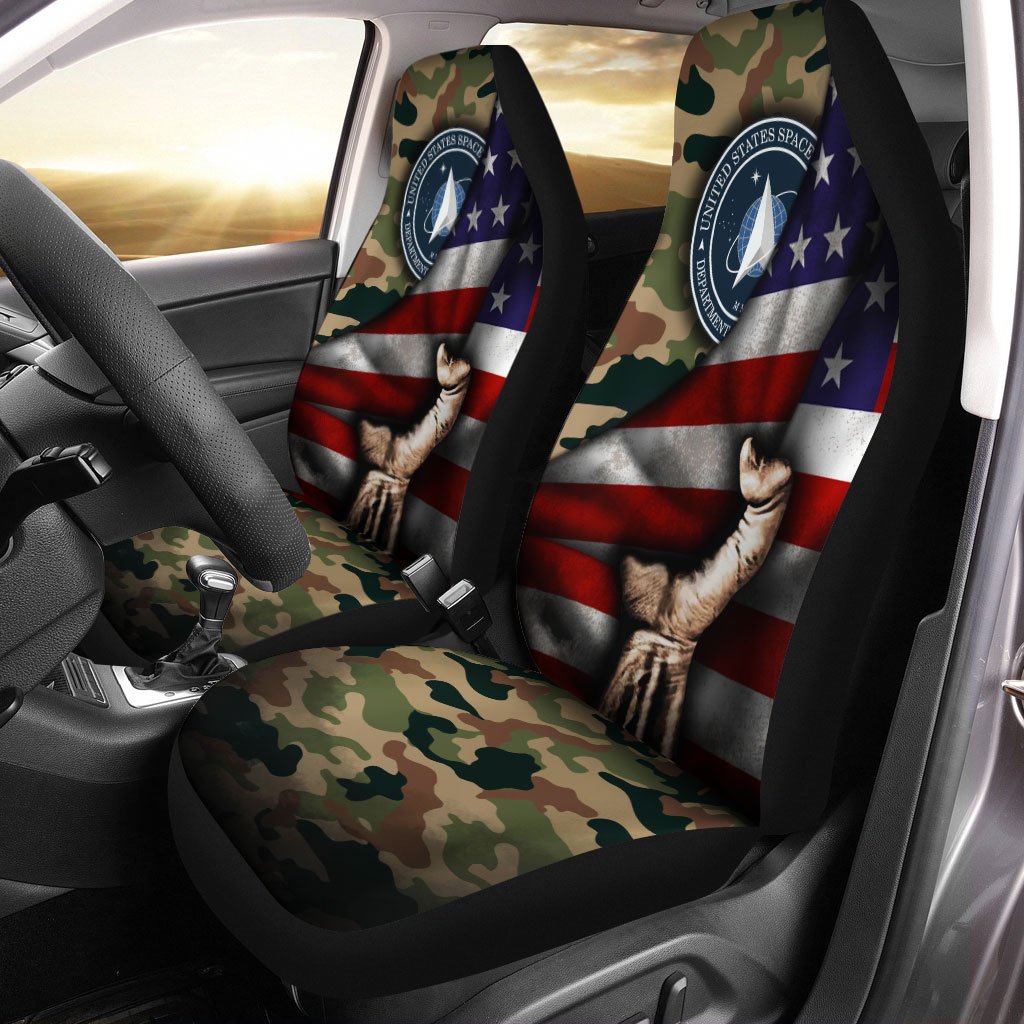 United States Space Force Car Seat Covers Custom US Flag Car Interior Accessories