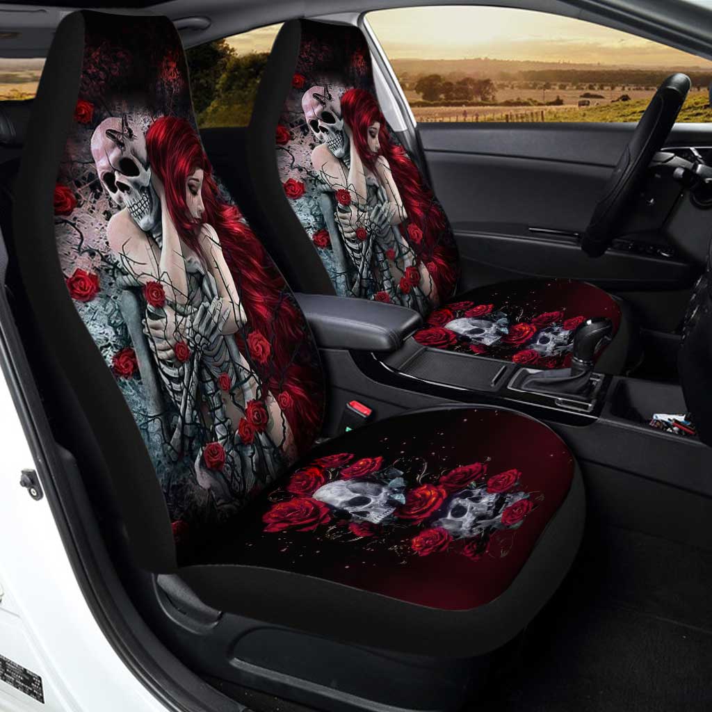Until My Last Breath Car Seat Covers Custom Floral Girl Skull Car Accessories