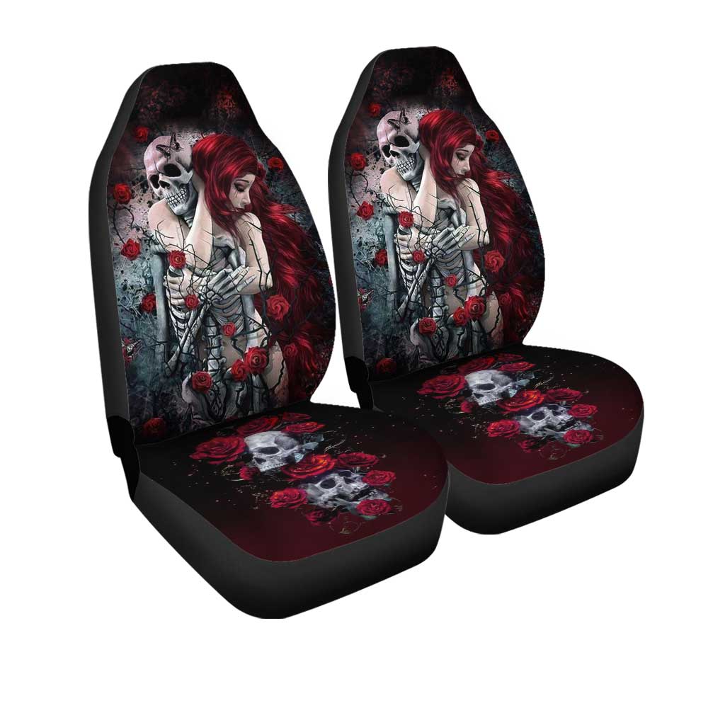 Until My Last Breath Car Seat Covers Custom Floral Girl Skull Car Accessories
