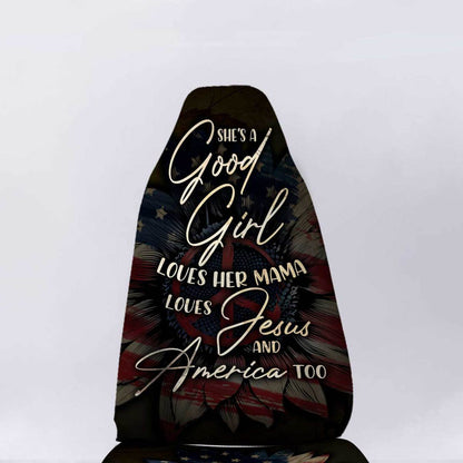 Us Flag Sunflower Car Seat Covers Custom Good Girl Car Accessories