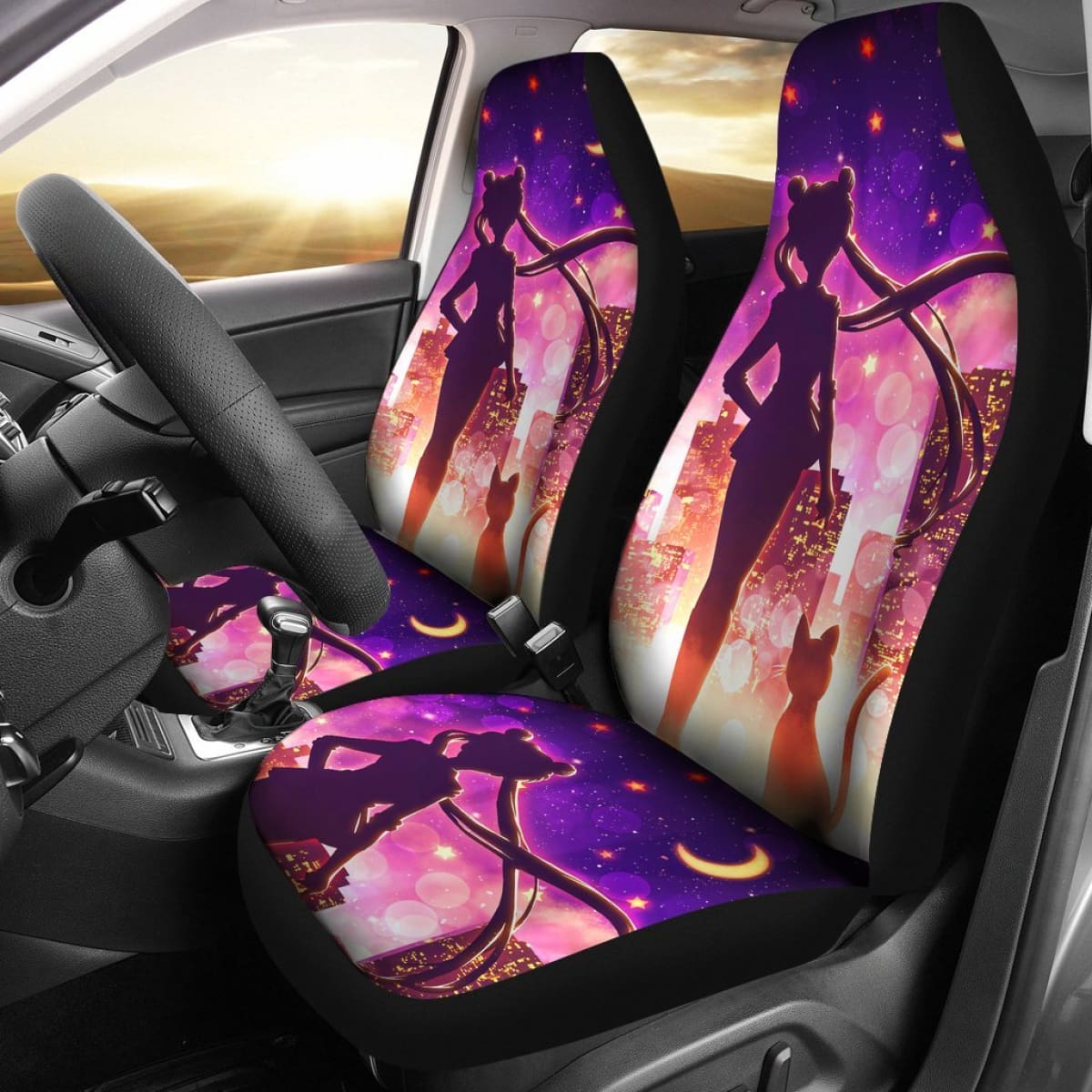 Usagi Tsukino & Cat Car Seat Covers Sailor Moon Manga H031620 Universal Fit 225311