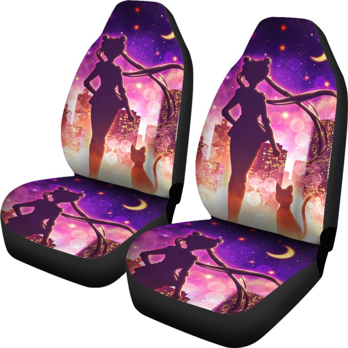 Usagi Tsukino & Cat Car Seat Covers Sailor Moon Manga H031620 Universal Fit 225311