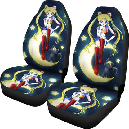 Usagi Tsukino & Cat Sailor Moon Car Seat Covers Manga H031620 Universal Fit 225311