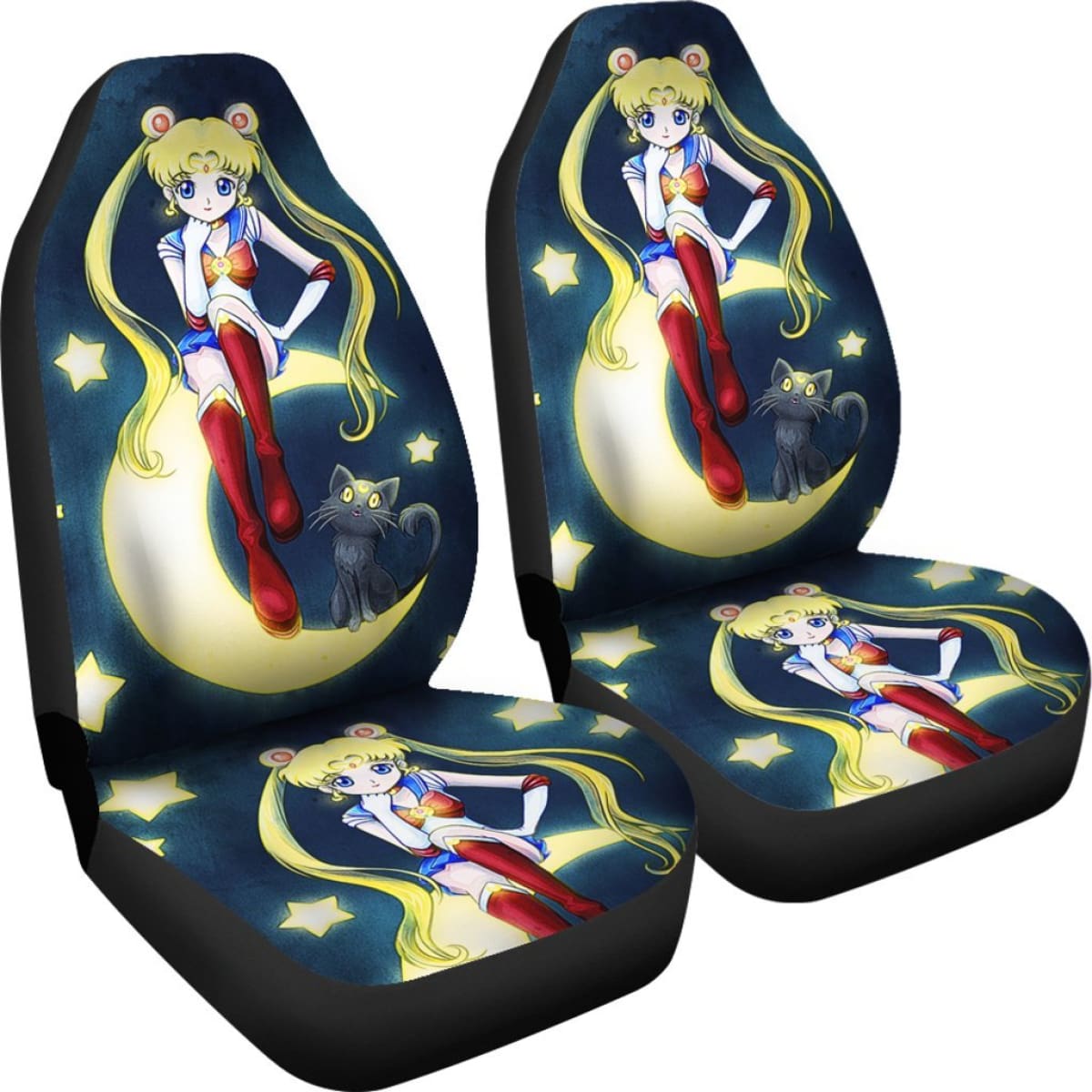 Usagi Tsukino & Cat Sailor Moon Car Seat Covers Manga H031620 Universal Fit 225311