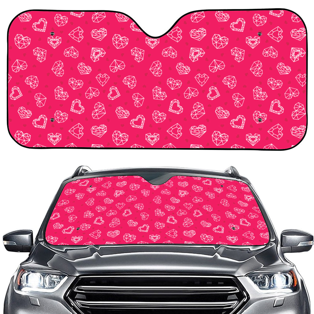 Valentine's Day Geometric Heart Print Car Windshield Sun Shade