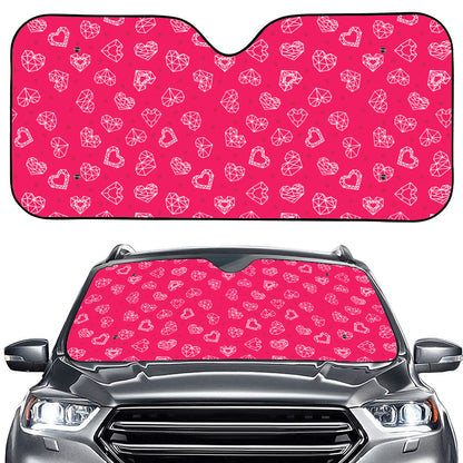 Valentine's Day Geometric Heart Print Car Windshield Sun Shade