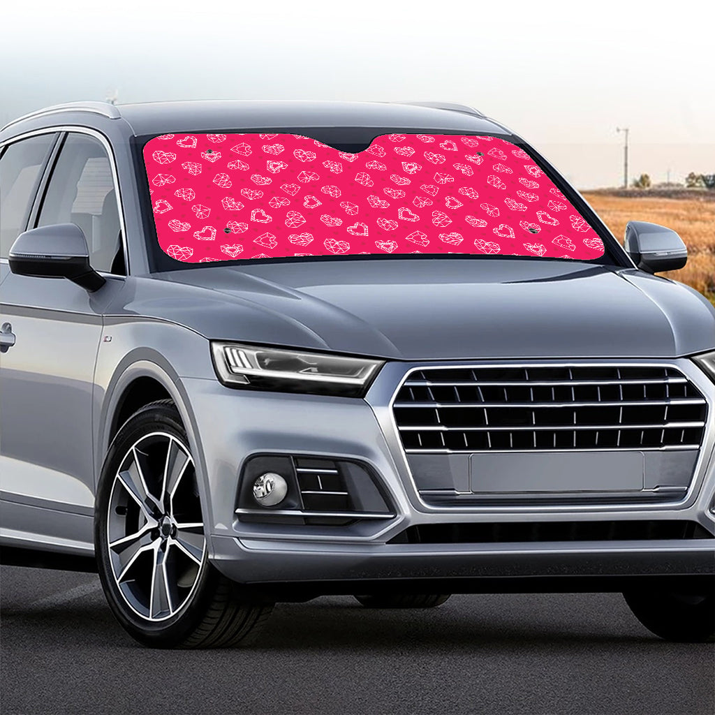 Valentine's Day Geometric Heart Print Car Windshield Sun Shade