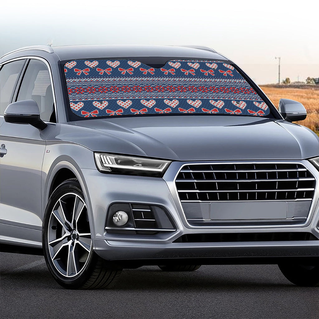 Valentine's Day Knitted Pattern Print Car Windshield Sun Shade