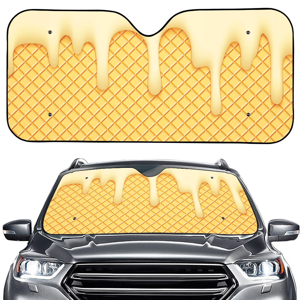 Vanilla Ice Cream Melted Print Car Windshield Sun Shade